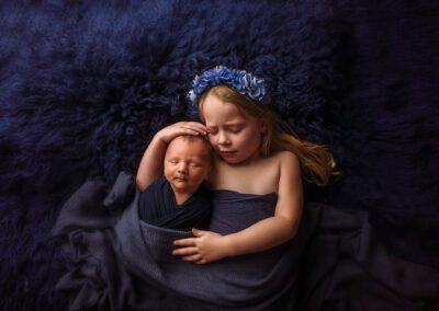 Baby Boy in Blue With Sister | Masterpiece Session